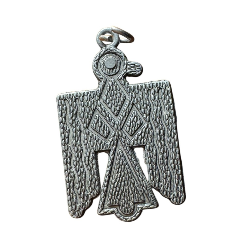 1960s Vintage  Silver Thunderbird Native American Style Keychain